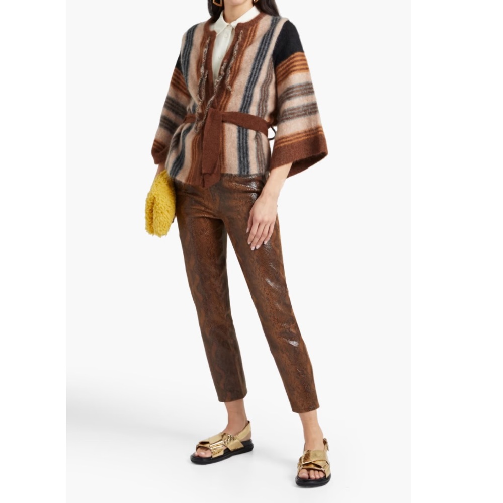 NWT ANTIK BATIK Moya belted brushed intarsia mohair-blend cardigan - Picture 2 of 13